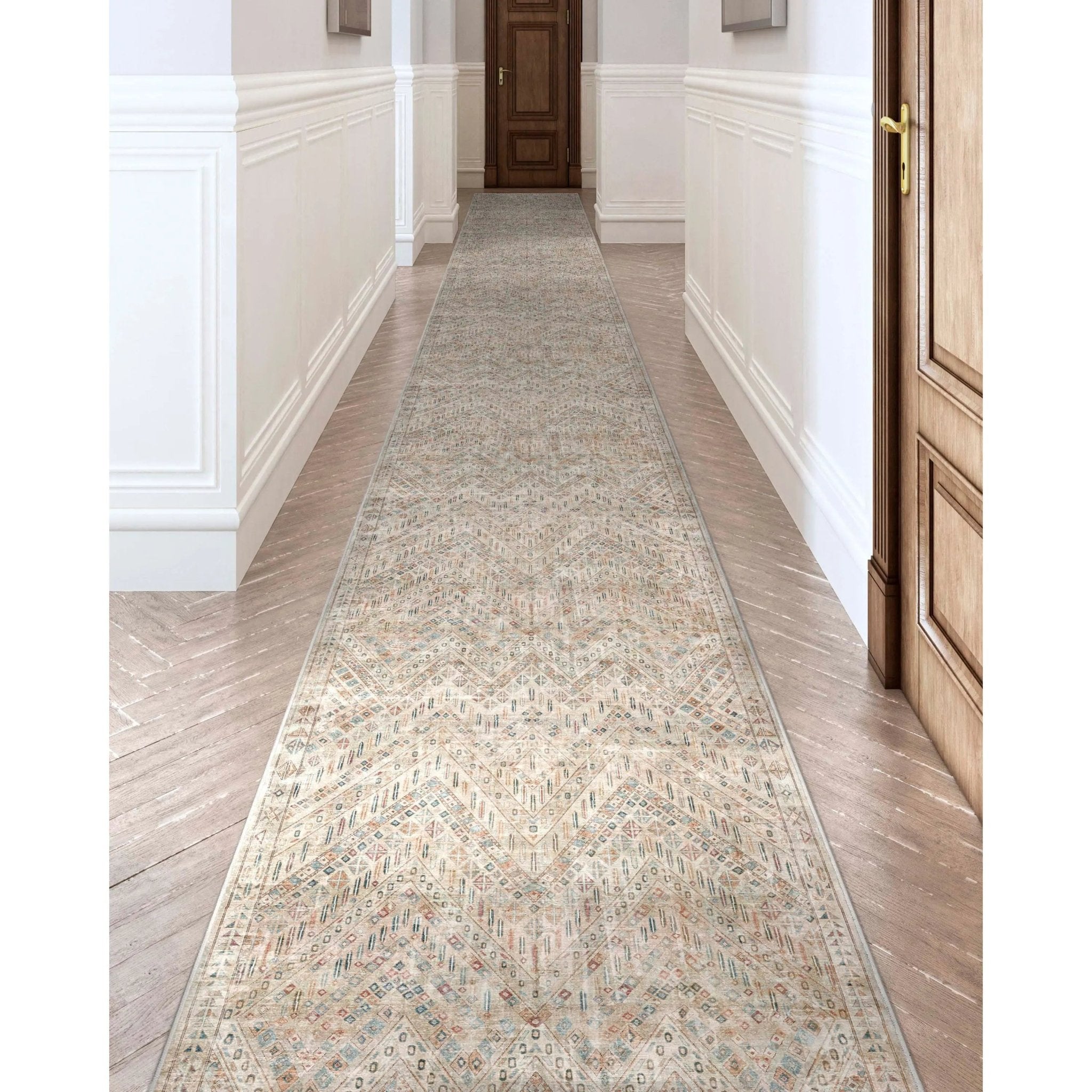 Anya Vintage Tribal Chevron Ivory Flat-Weave Rug Well Woven