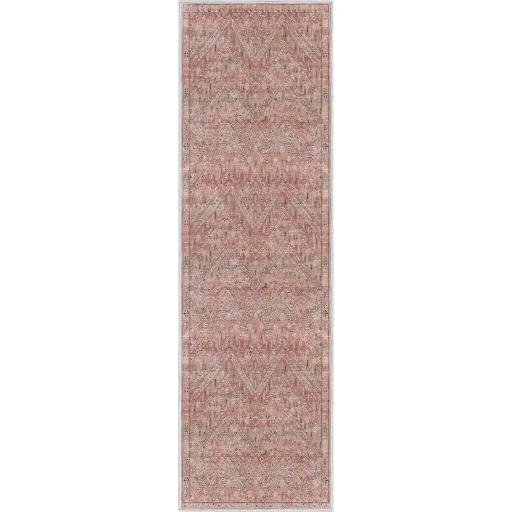 Anya Vintage Tribal Chevron Pink Beige Rust Flat-Weave Rug Well Woven