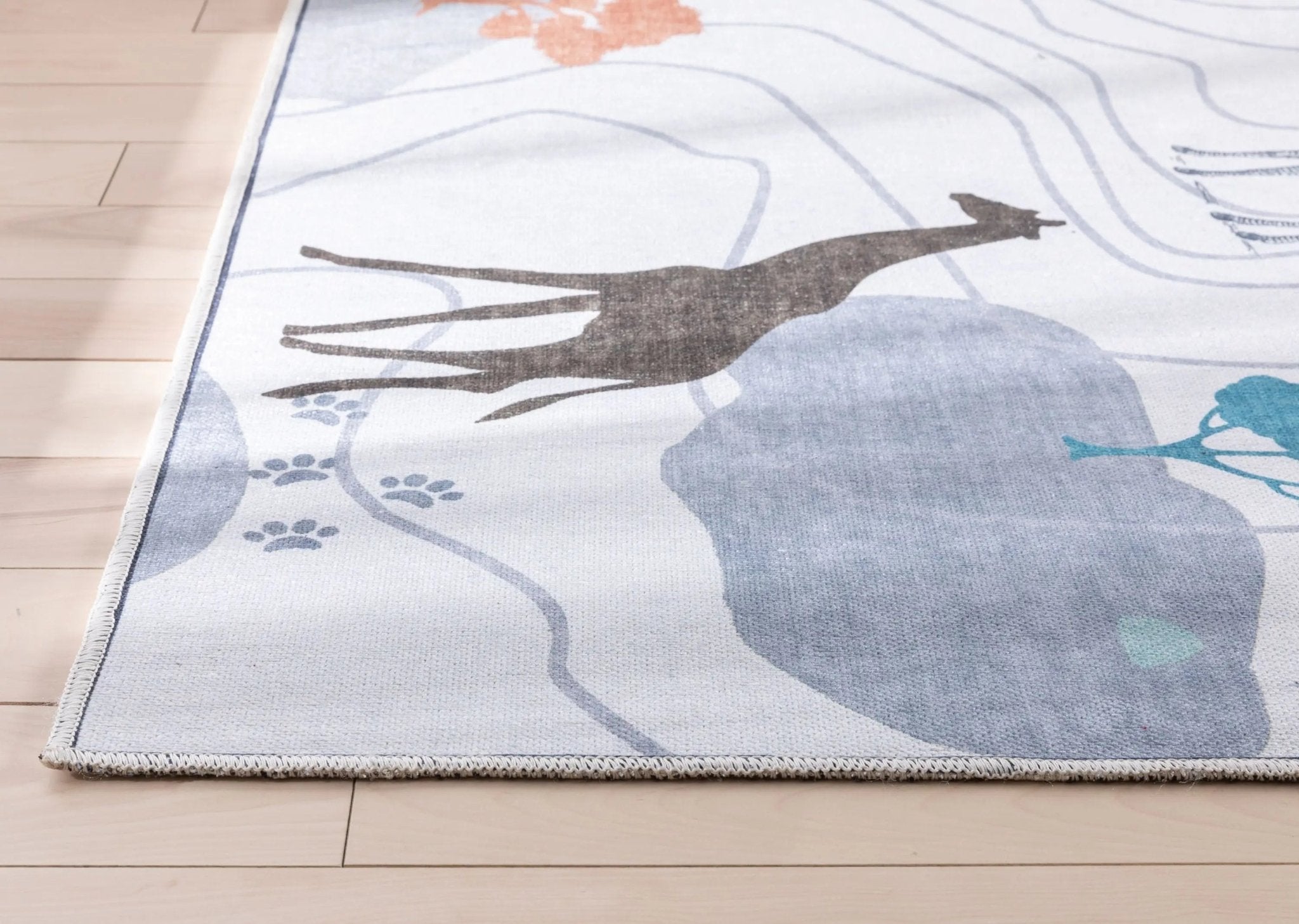 Safari Modern Grey Kids Flat-Weave Rug Well Woven