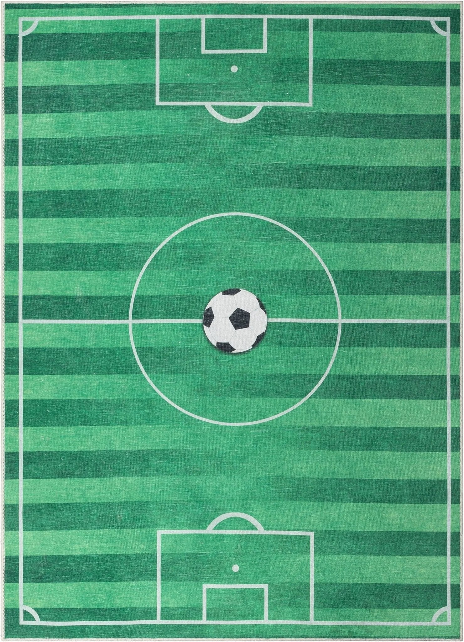 Soccer Field Modern Green Kids Flat-Weave Rug Well Woven