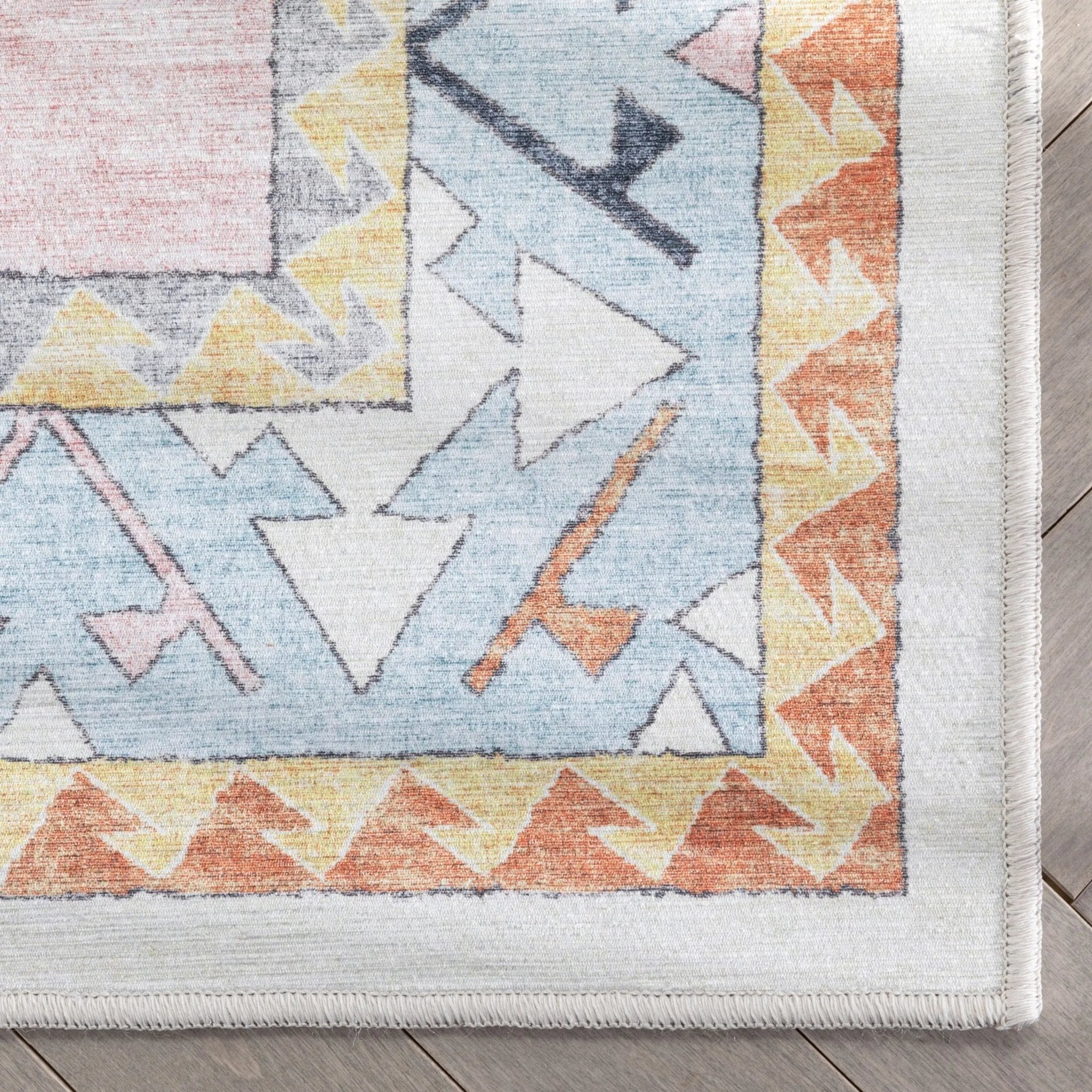 Ethnic Soft Medallion Modern Pink Beige Kids Flat-Weave Rug Well Woven