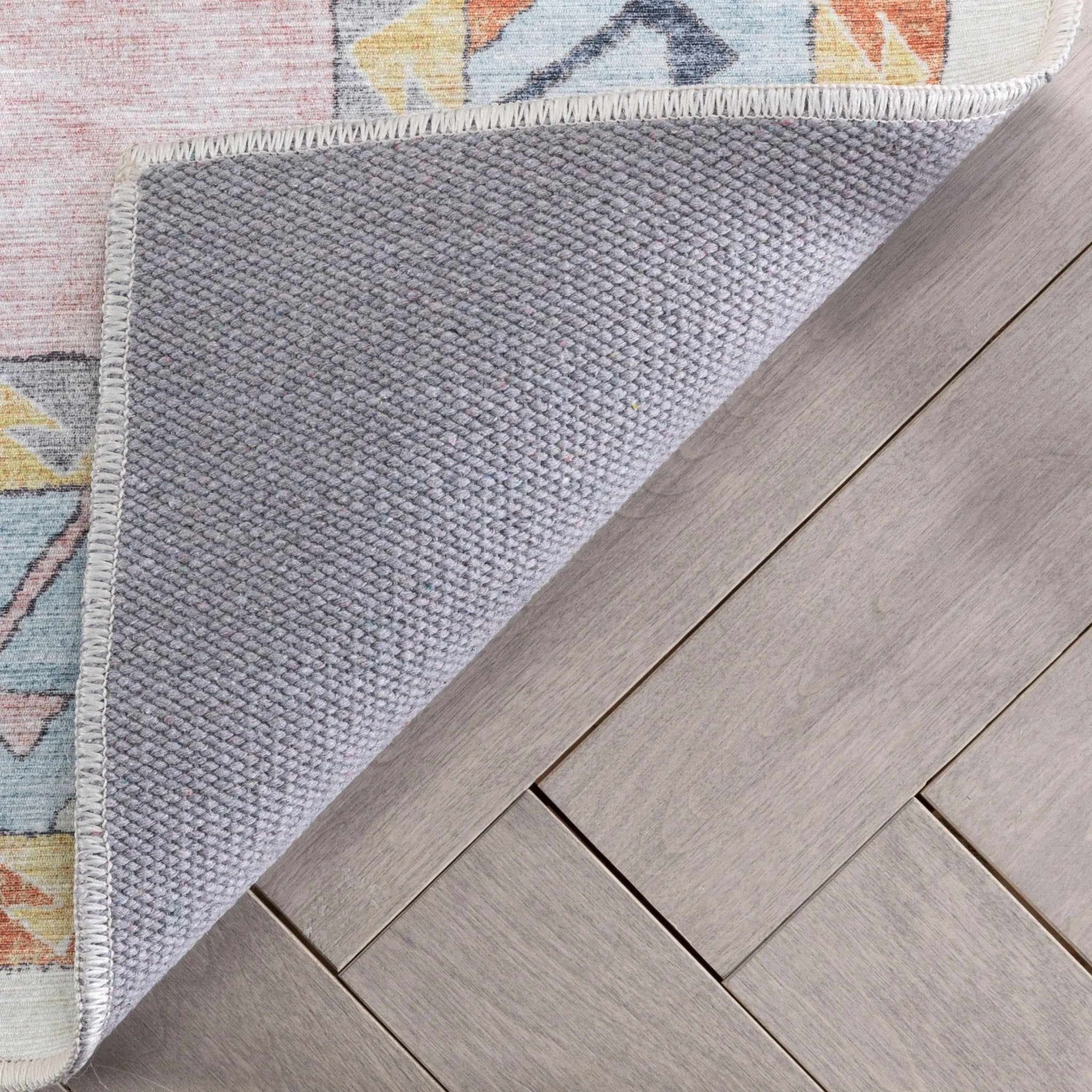 Ethnic Soft Medallion Modern Pink Beige Kids Flat-Weave Rug Well Woven