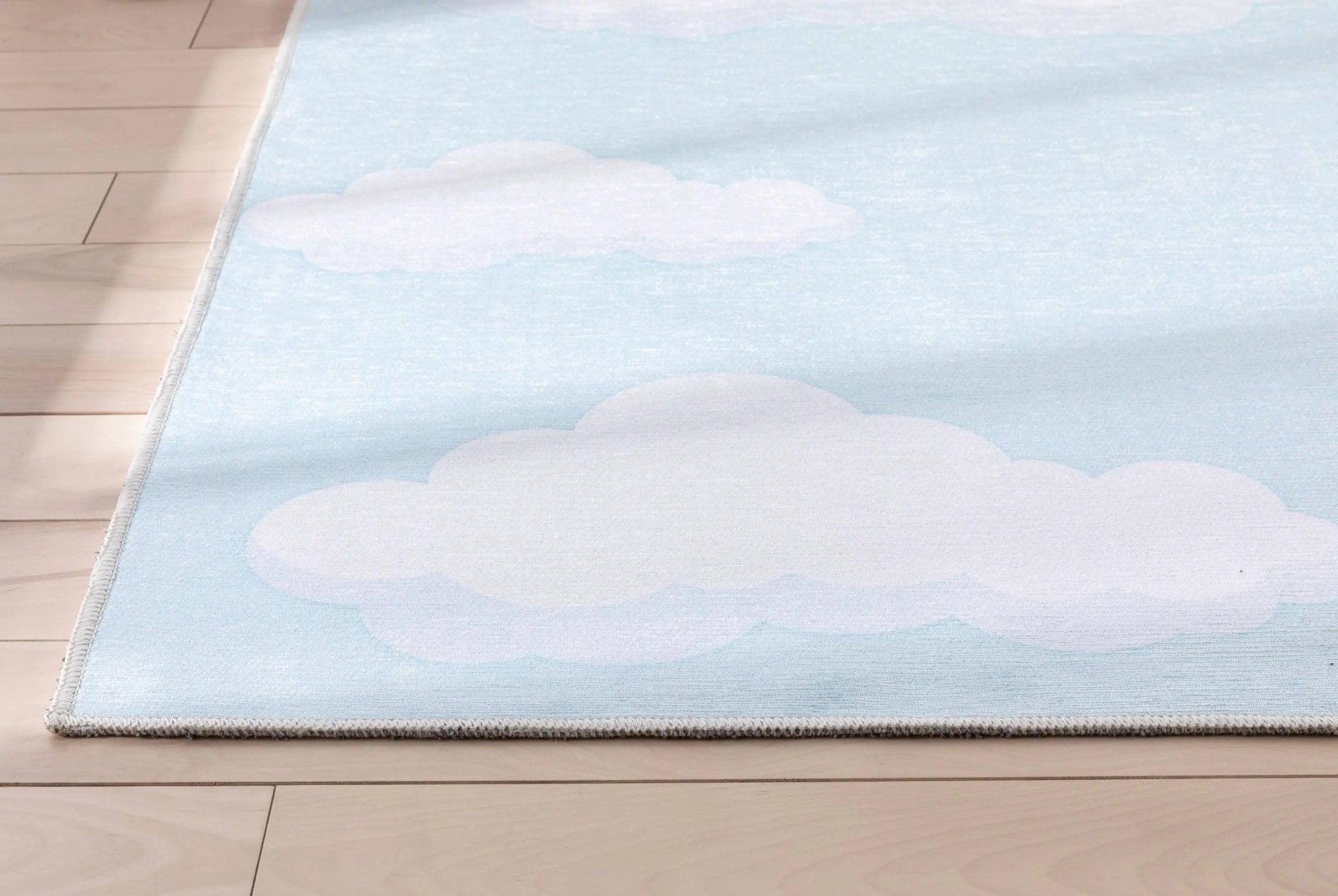 Cloud 9 Modern Light Blue Kids Flat-Weave Rug Well Woven