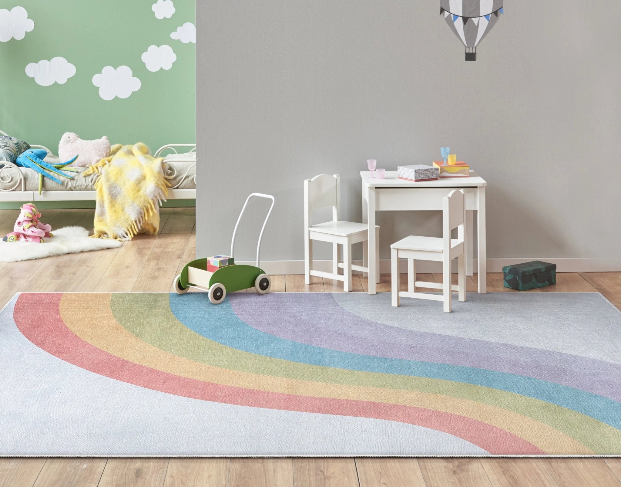 Rainbow Modern Multi Color Area Flat-Weave Rug Well Woven