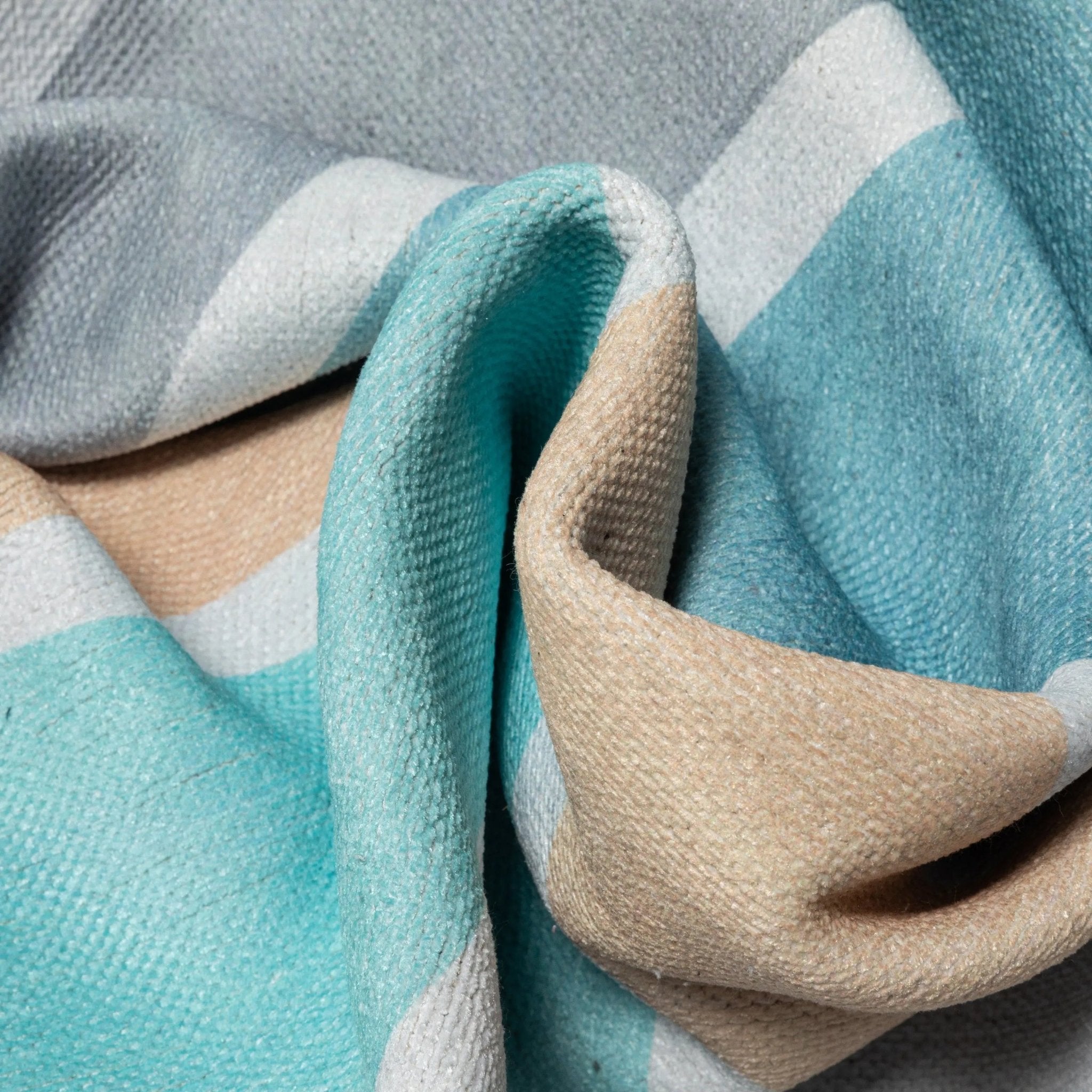 Curved Rainbow Modern Multi Color Blue Area Flat-Weave Rug Well Woven