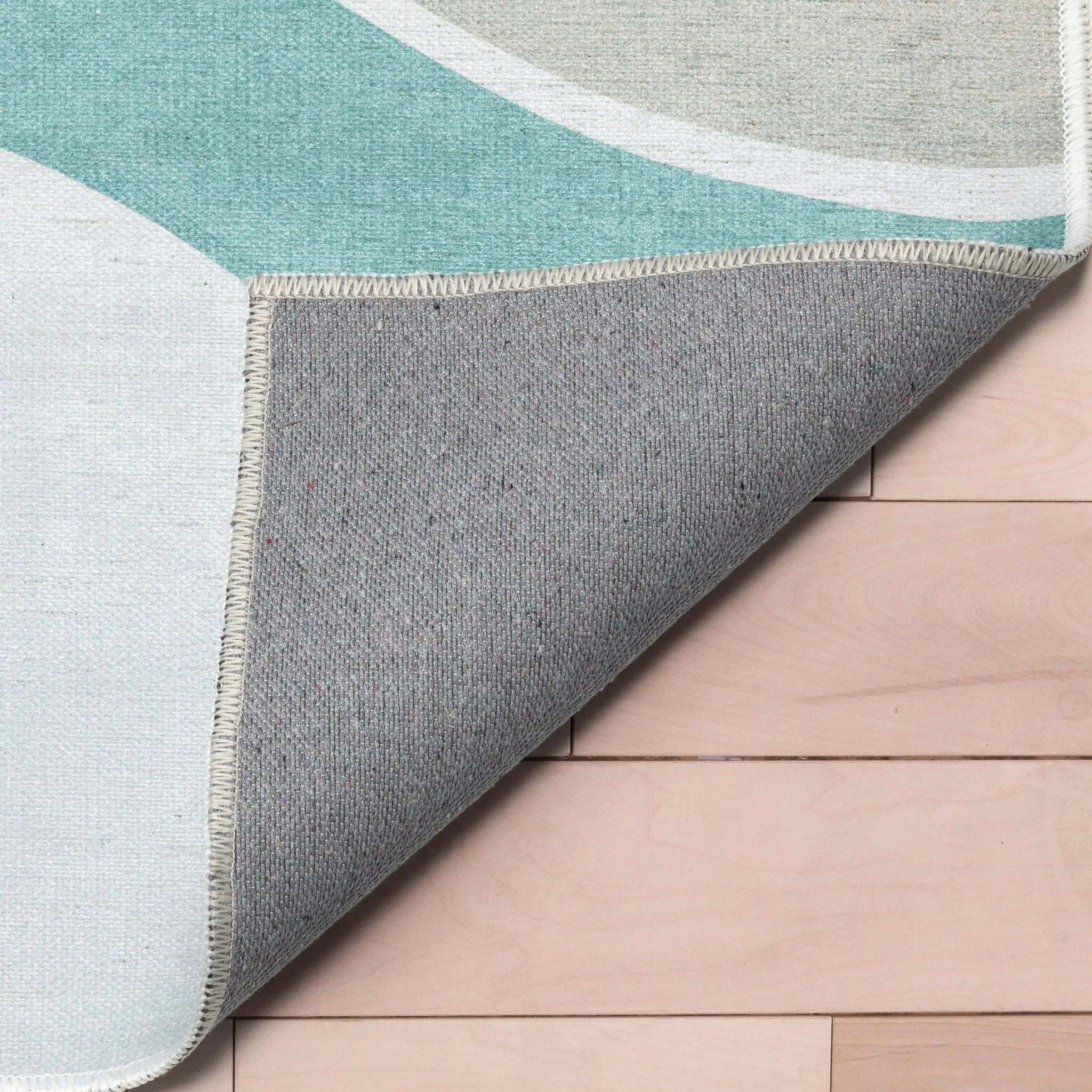 Curved Rainbow Modern Multi Color Green Area Flat-Weave Rug Well Woven