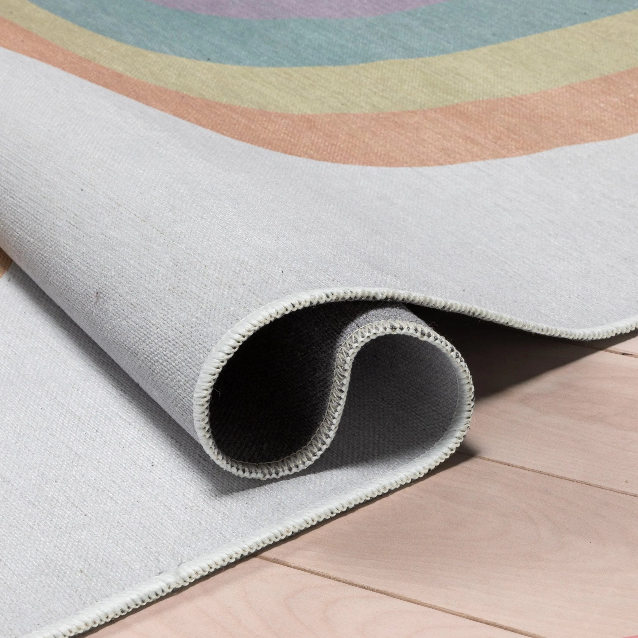 Rainbow Watercolor Modern Multi Color Area Flat-Weave Rug Well Woven