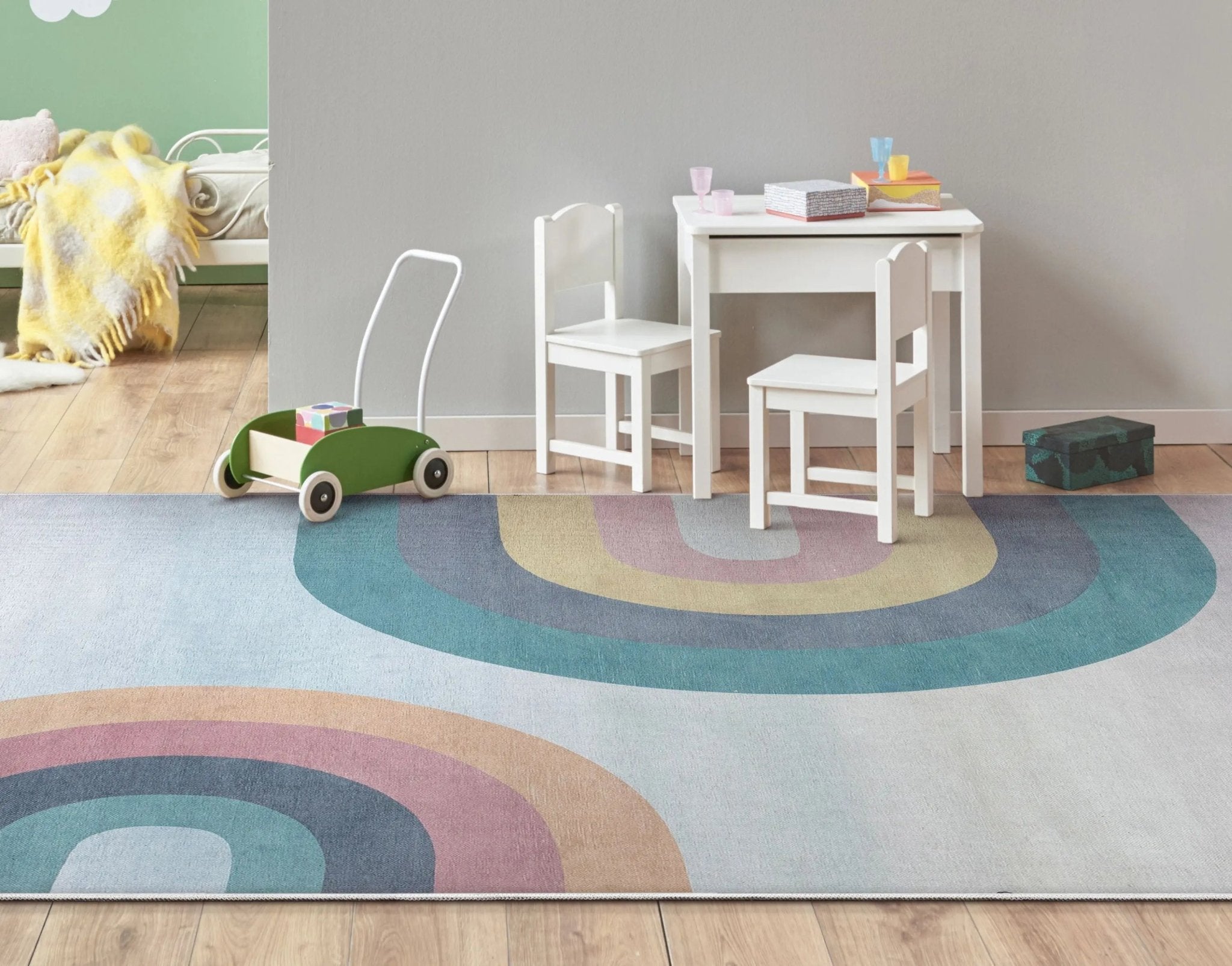 Kaleidoscope Rainbow Modern Multi Pastel Area Flat-Weave Rug Well Woven