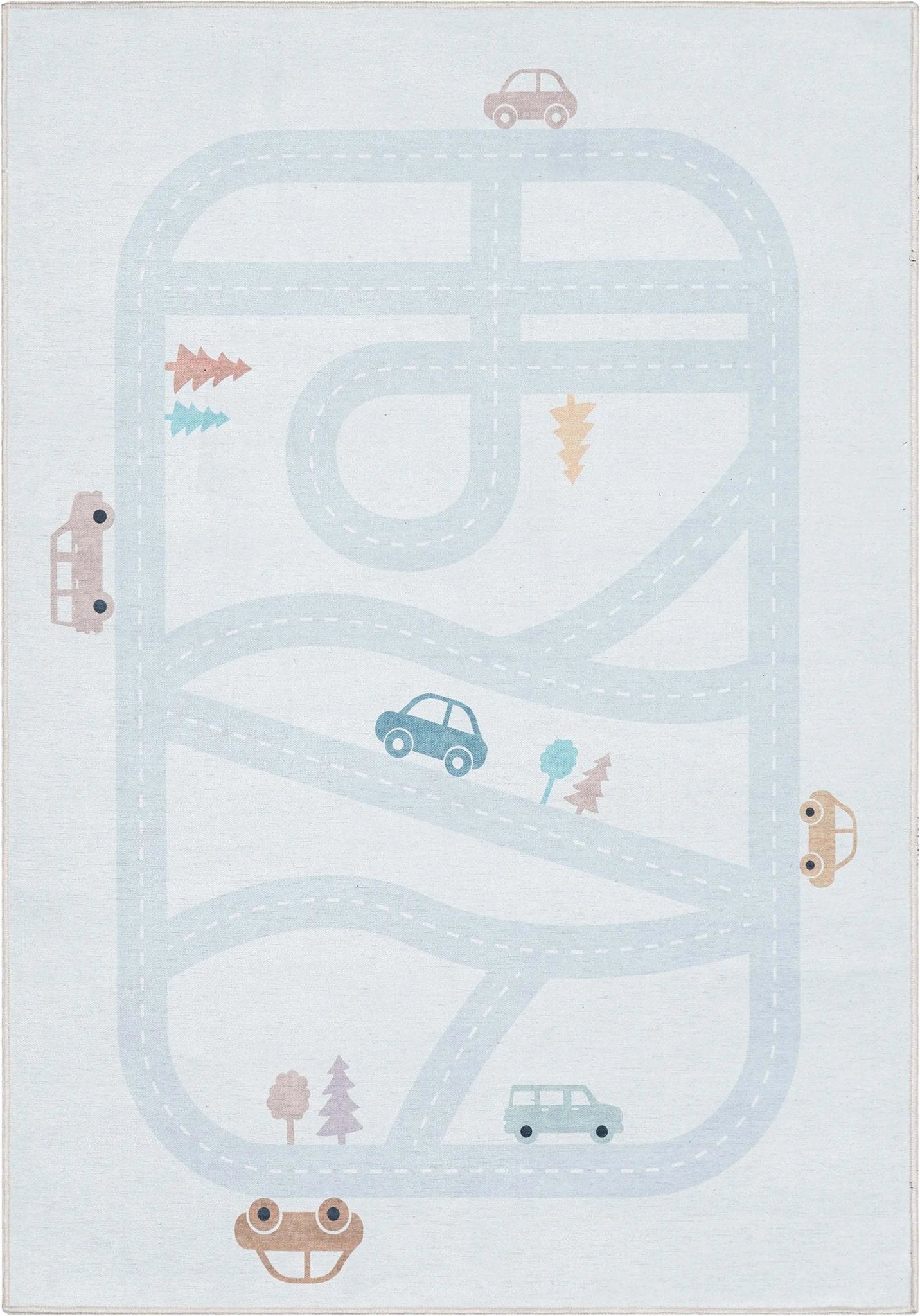 Playful Roads Modern Light Grey Area Flat-Weave Rug Well Woven