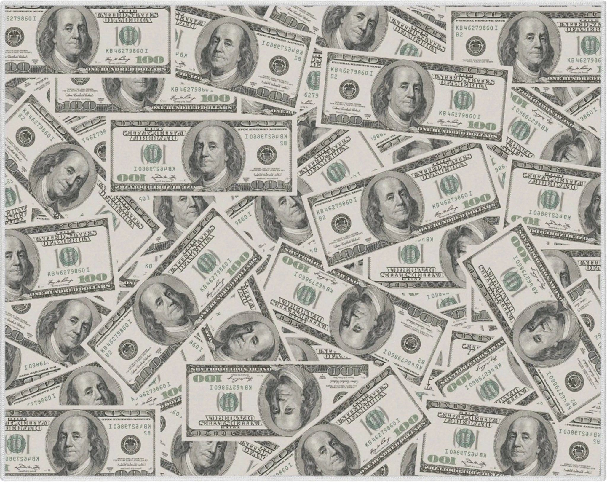 Classic Hundred Dollar Bill 2006A Stacked Green Area Flat-Weave Rug Well Woven