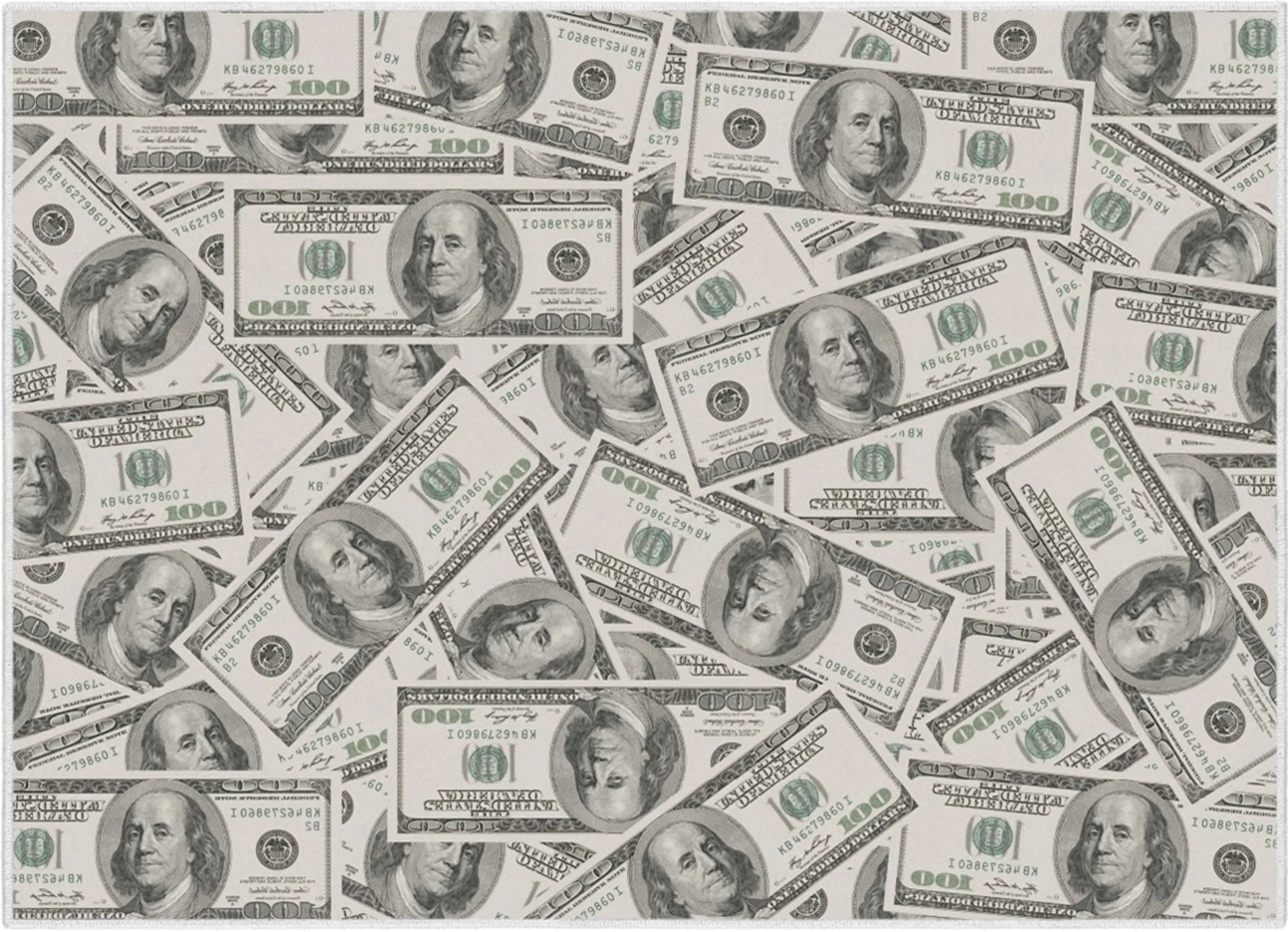 Classic Hundred Dollar Bill 2006A Stacked Green Area Flat-Weave Rug Well Woven