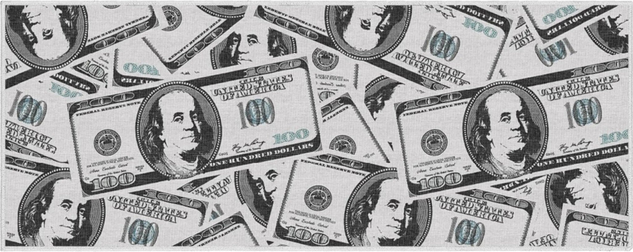 Hundred Dollar Bill Stacked Green Area Flat-Weave Rug Well Woven