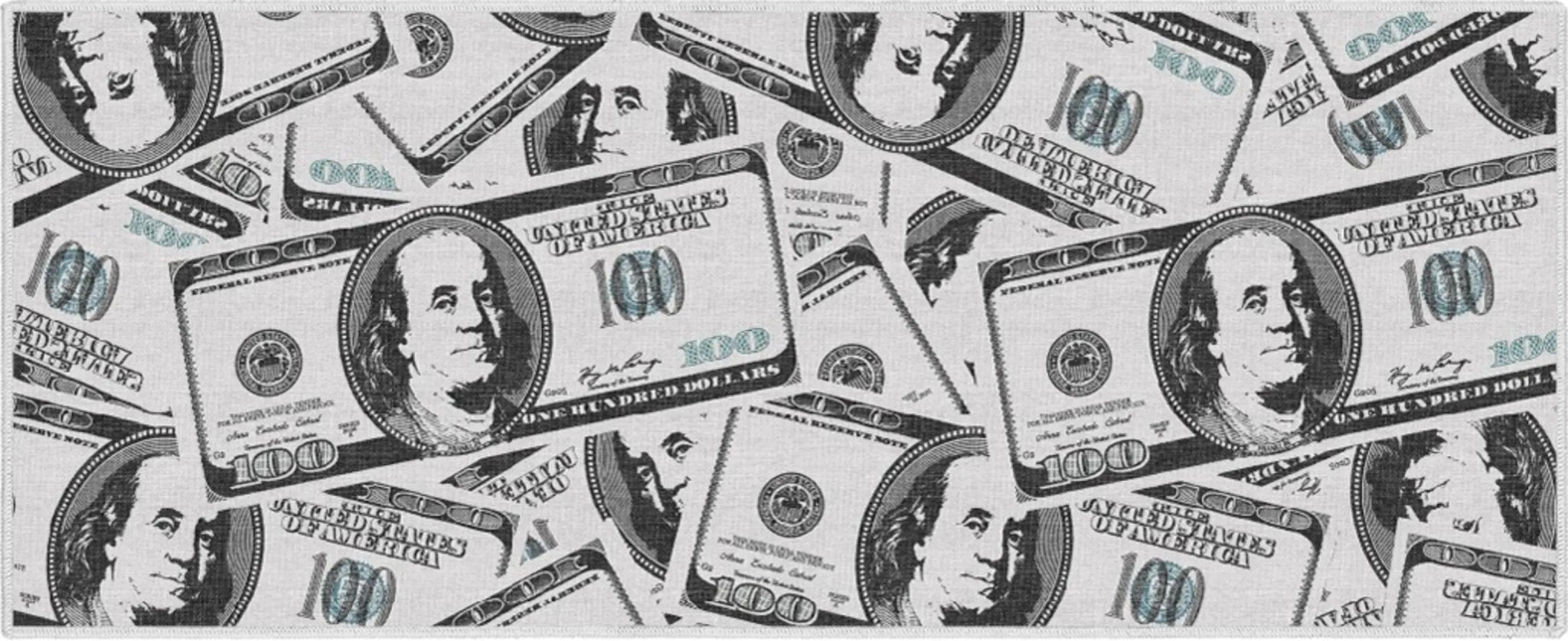 Hundred Dollar Bill Stacked Green Area Flat-Weave Rug Well Woven