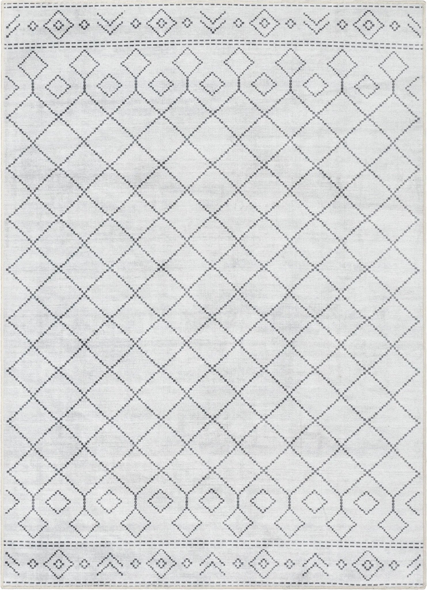 Anastasia Moroccan Trellis Pattern Ivory Grey Area Flat-Weave Rug Well Woven