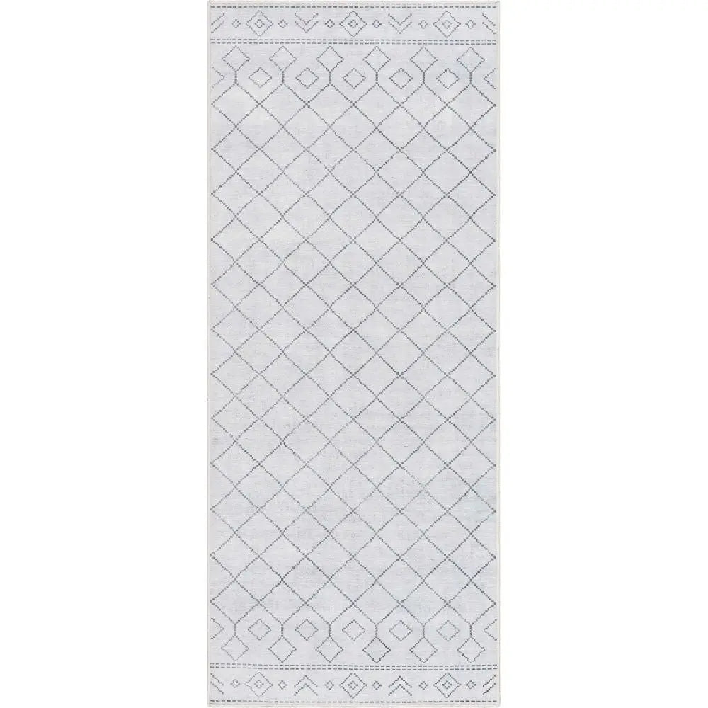 Anastasia Moroccan Trellis Pattern Ivory Grey Area Flat-Weave Rug Well Woven