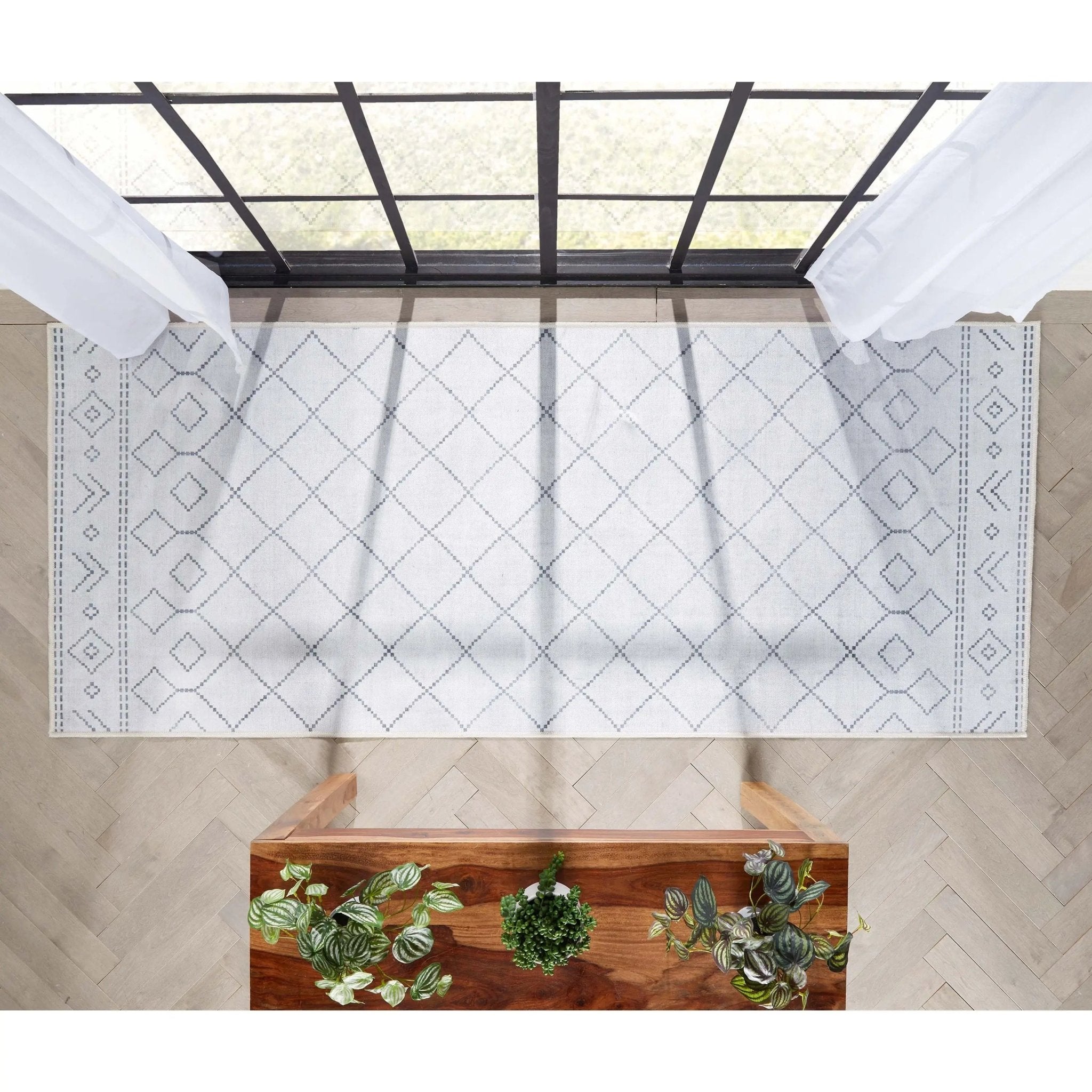 Anastasia Moroccan Trellis Pattern Ivory Grey Area Flat-Weave Rug Well Woven