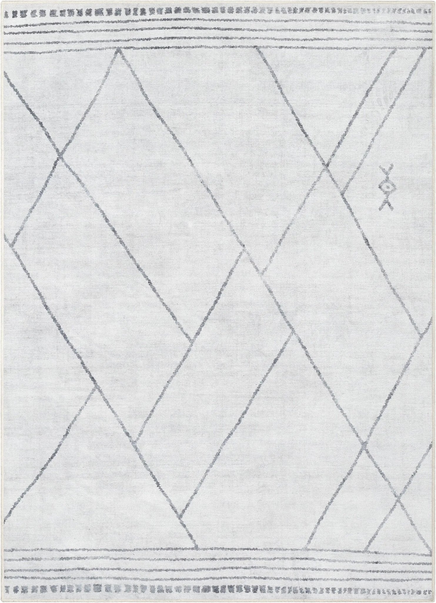 Bryn Moroccan Lattice Trellis Ivory Grey Area Flat-Weave Rug Well Woven