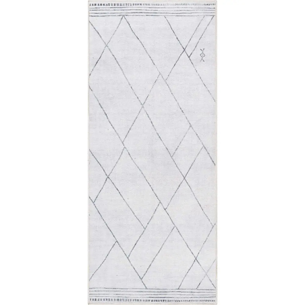 Bryn Moroccan Lattice Trellis Ivory Grey Area Flat-Weave Rug Well Woven