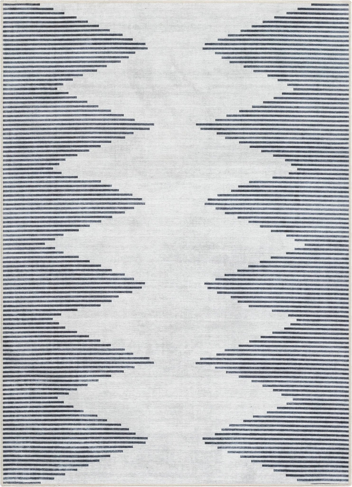 Bree Moroccan Diamond Stripes Ivory Grey Area Flat-Weave Rug Well Woven