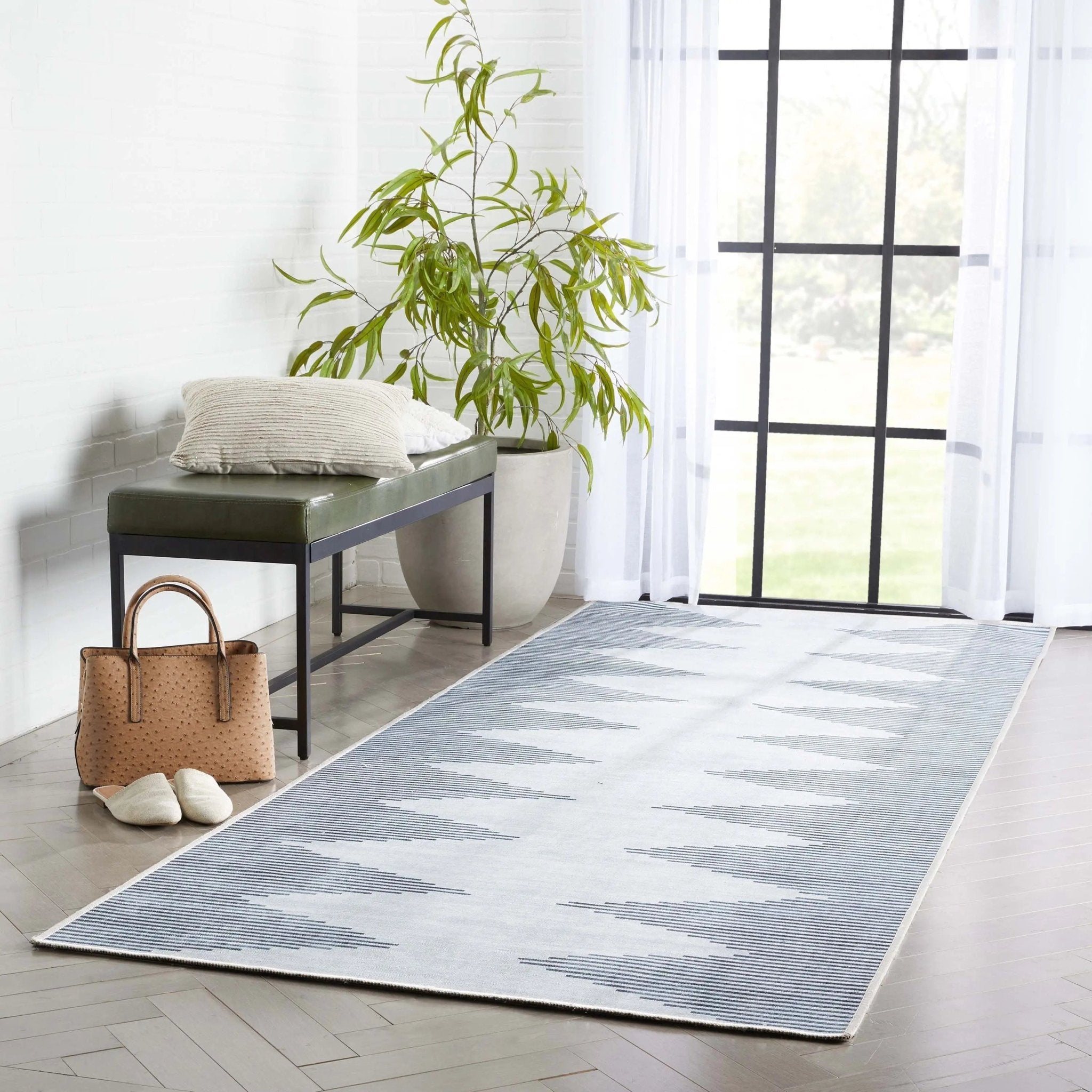 Bree Moroccan Diamond Stripes Ivory Grey Area Flat-Weave Rug Well Woven