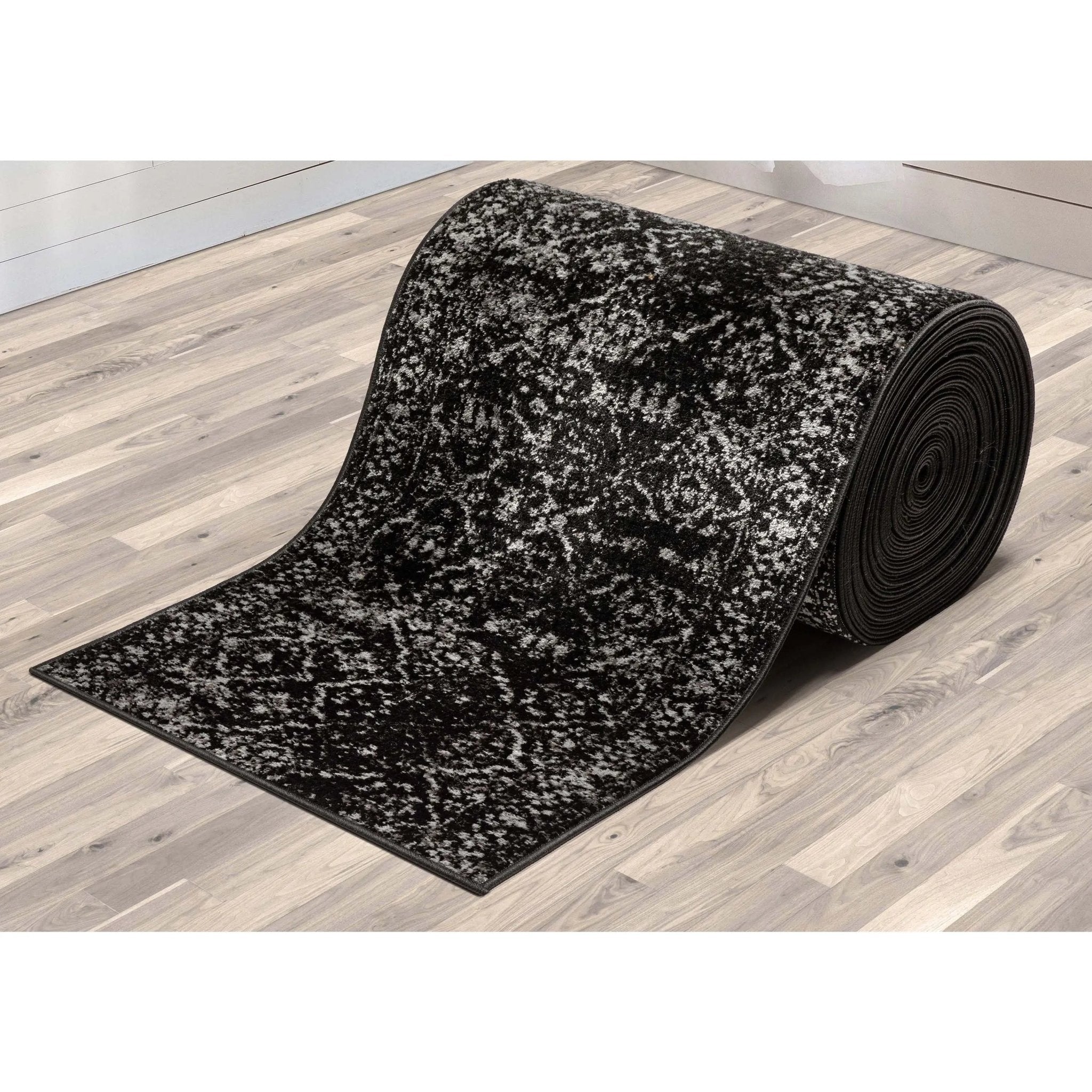 Argos Custom Size Runner Vintage Medallion Oriental Black Choose Your Width x Choose Your Length Hallway Runner Rug - Well Woven