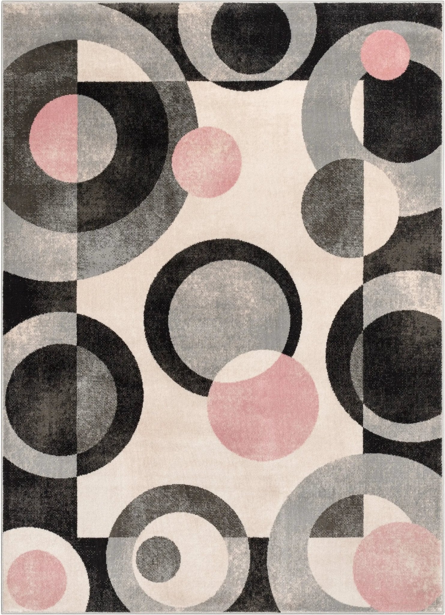 Avi Modern Geometric Grey Blush Rug Well Woven