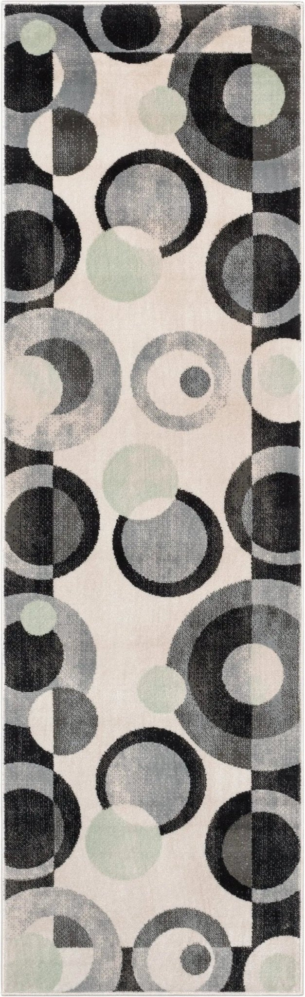 Avi Modern Geometric Grey Green Rug Well Woven