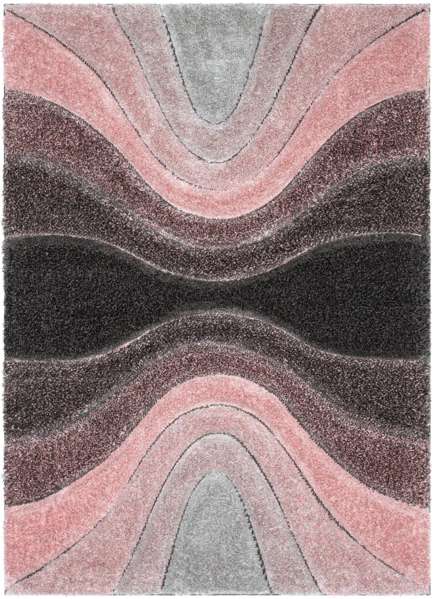 Luz Modern Geometric Blush 3D Textured Thick & Soft Shag Rug Well Woven