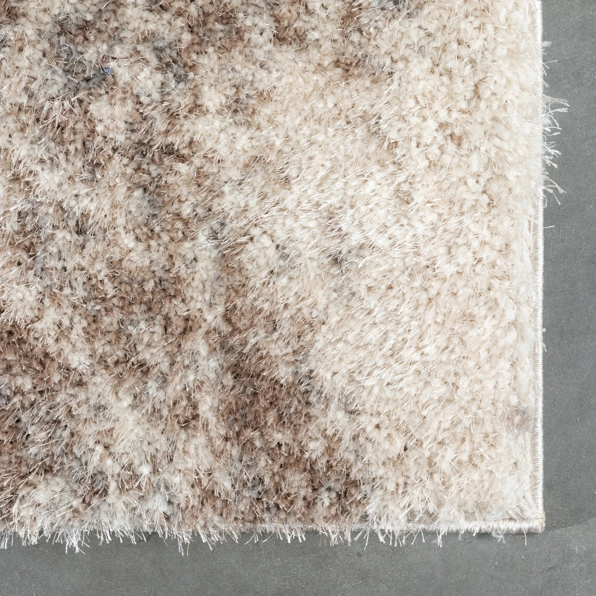 Sariah Modern Abstract Ivory Blue Shag Rug Well Woven