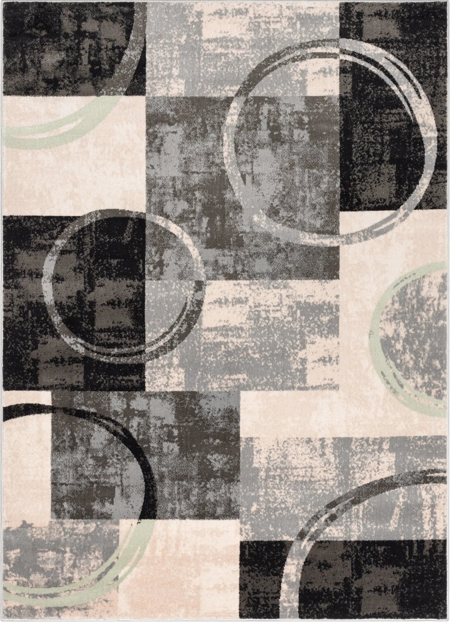 Shai Modern Geometric Grey Green Rug Well Woven