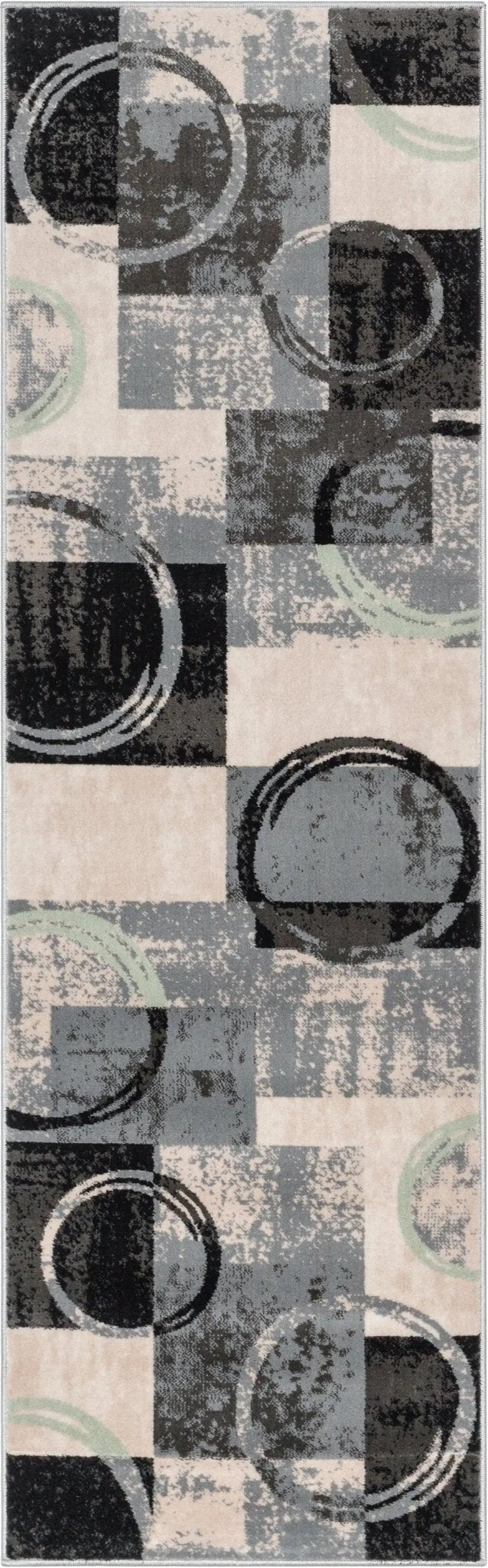 Shai Modern Geometric Grey Green Rug Well Woven