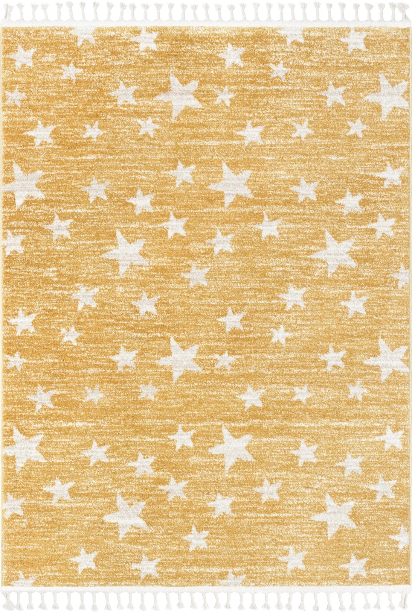 Stars Modern Geometric Yellow Kids Rug Well Woven