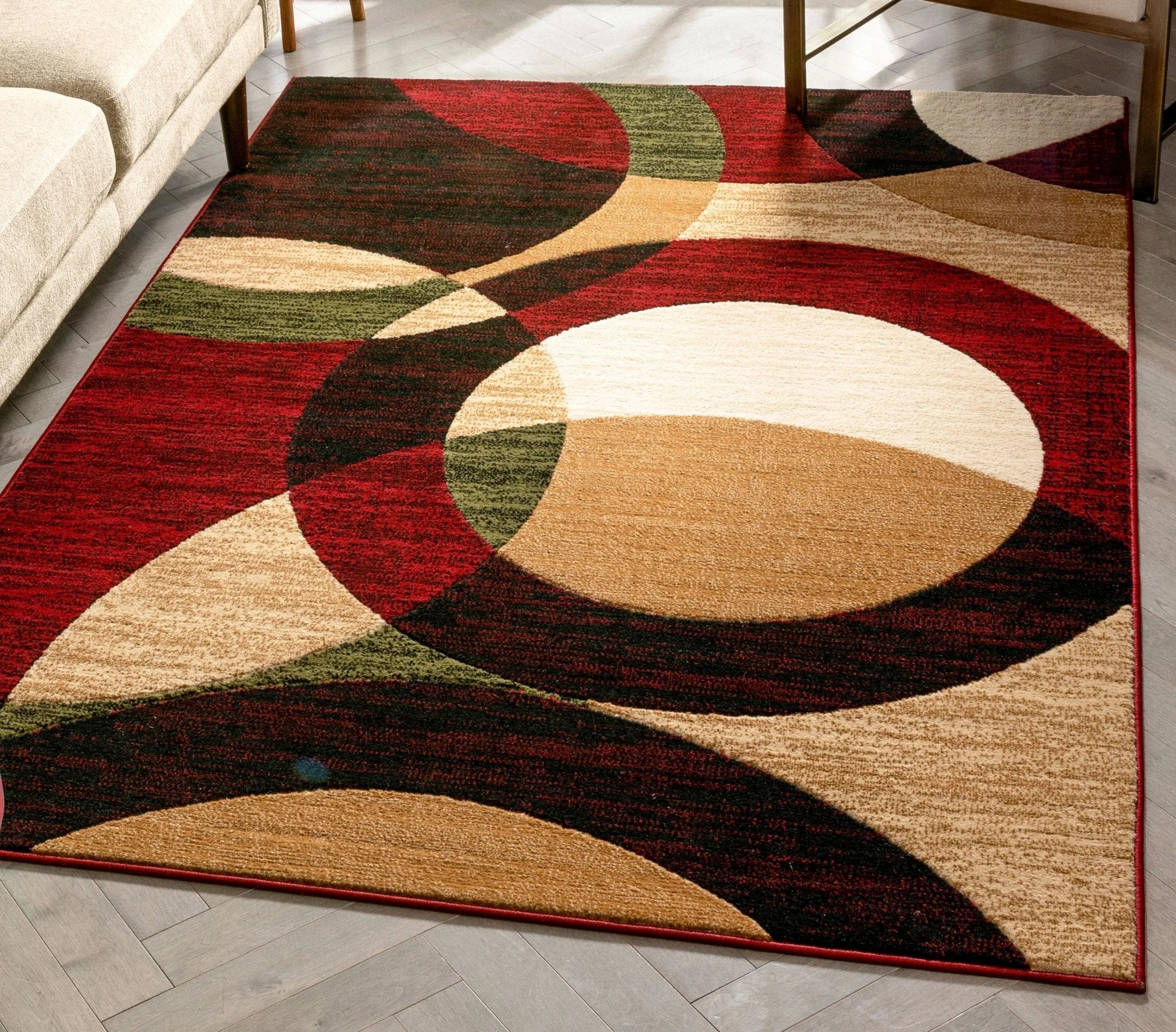 Bingo Red Modern Rug Well Woven