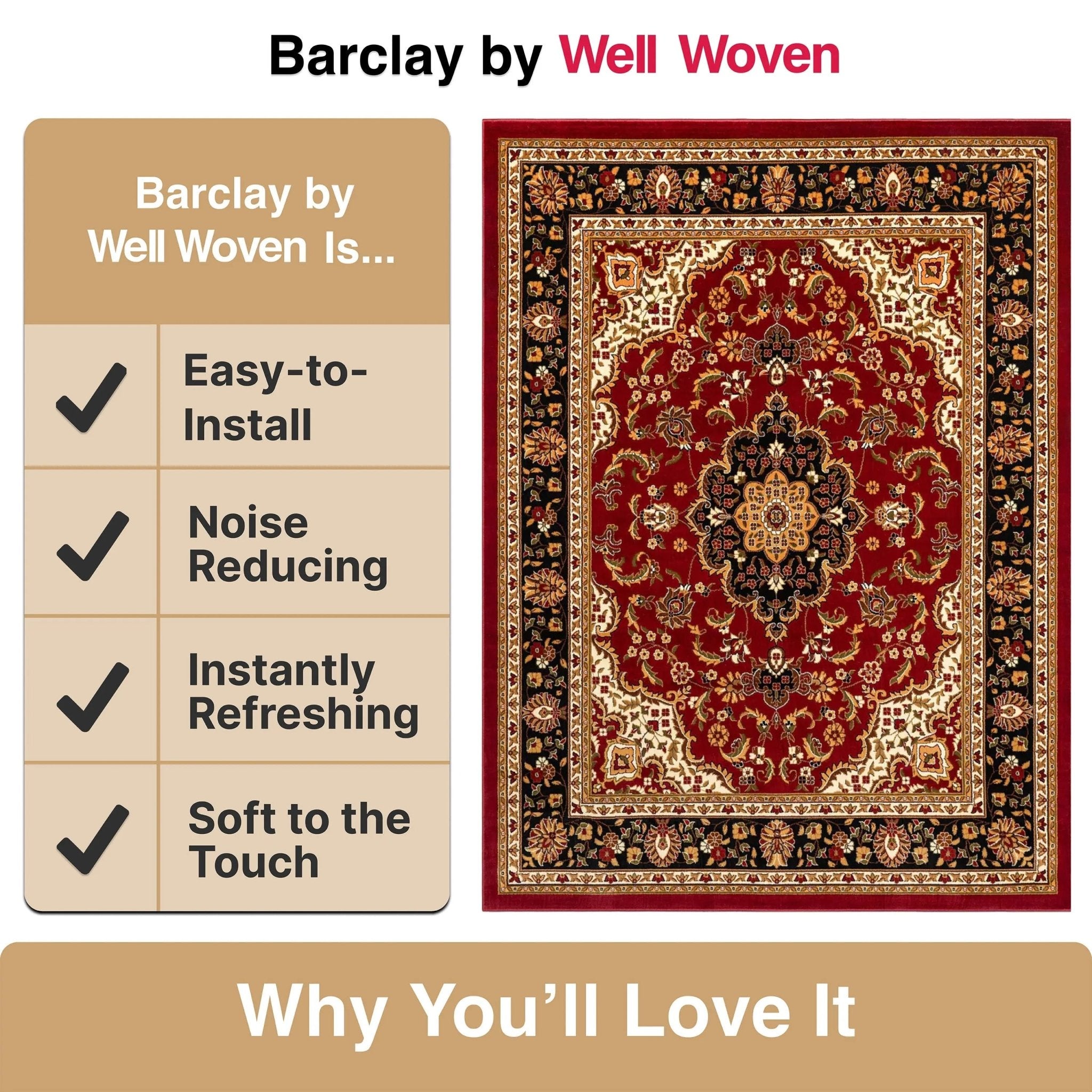 Medallion Kashan Red Traditional Rug Well Woven