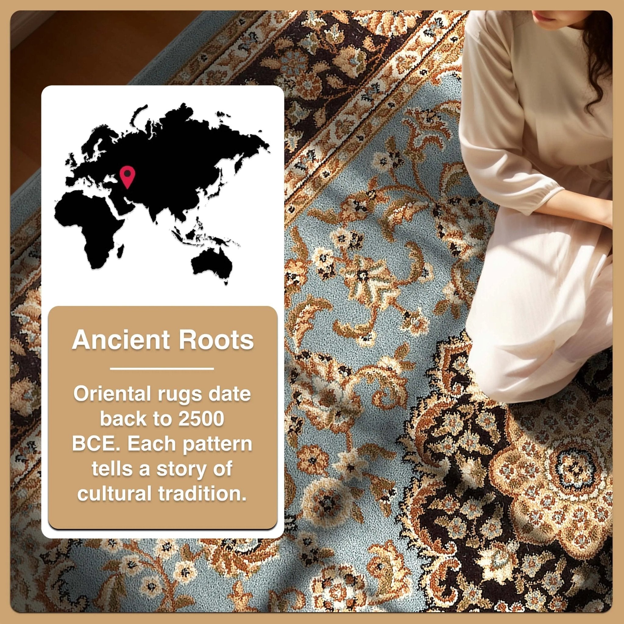 Medallion Kashan Light Blue Traditional Rug Well Woven