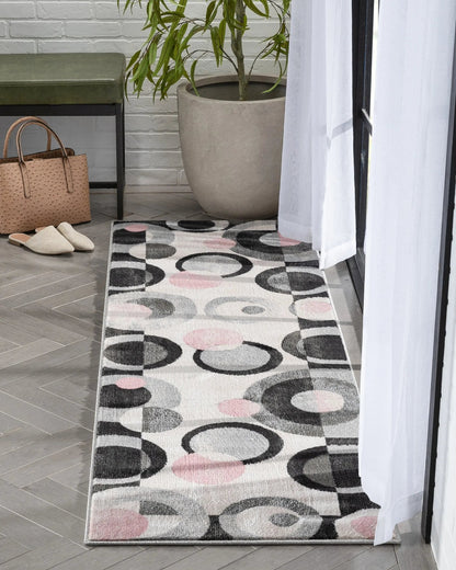 Avi Modern Geometric Grey Blush Rug Well Woven