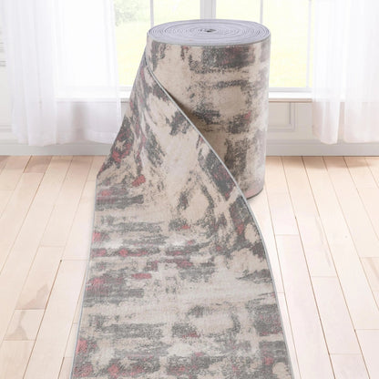 Custom Size Runner Kalia Abstract Modern Grey Blush 27 Inch Wide x Choose Your Length Hallway Runner Rug Well Woven