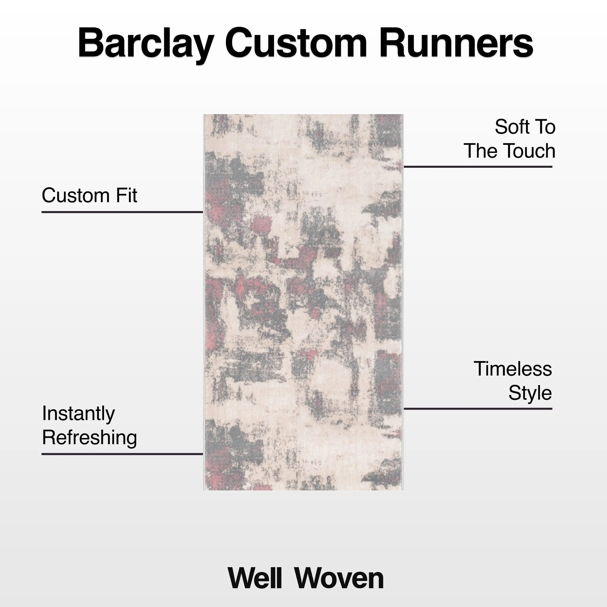 Custom Size Runner Kalia Abstract Modern Grey Blush 27 Inch Wide x Choose Your Length Hallway Runner Rug Well Woven