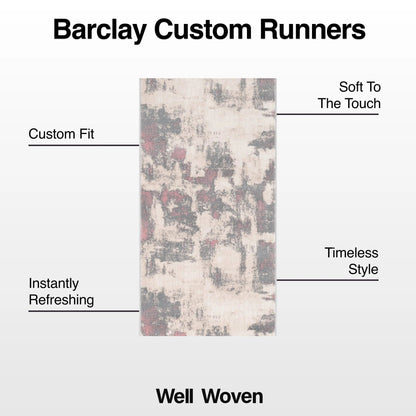 Custom Size Runner Kalia Abstract Modern Grey Blush 27 Inch Wide x Choose Your Length Hallway Runner Rug Well Woven