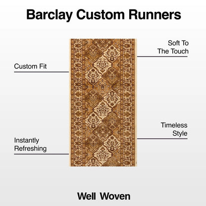 Custom Size Runner Emine Persian Trellis Transitional Ivory 27 Inch Wide x Choose Your Length Hallway Runner Rug Well Woven