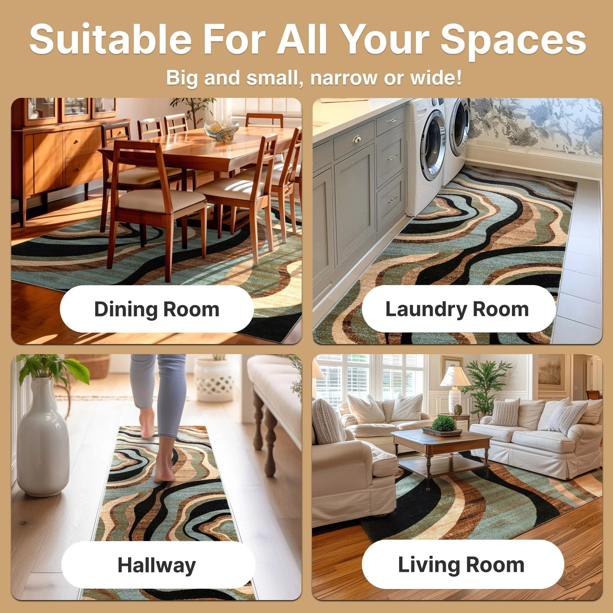 Nirvana Waves Multi Blue Modern Rug Well Woven