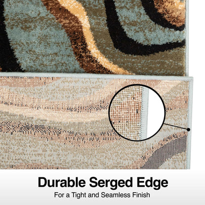 Nirvana Waves Custom Size Runner Modern Multi Blue 27 Inch Wide x Choose Your Length Hallway Runner Rug Well Woven