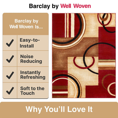 Arcs & Shapes Red Modern Rug Well Woven