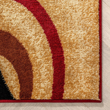 Arcs & Shapes Red Modern Rug Well Woven