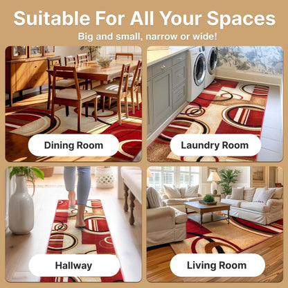 Arcs & Shapes Red Modern Rug Well Woven