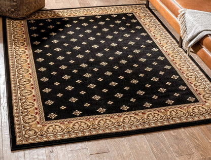 Hudson Terrace Black Traditional Rug Well Woven