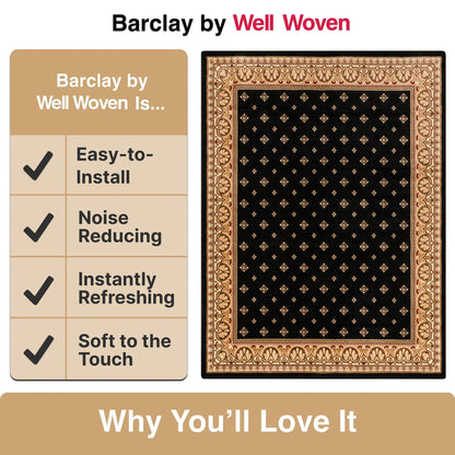 Hudson Terrace Black Traditional Rug Well Woven