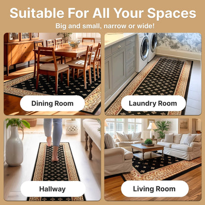 Hudson Terrace Black Traditional Rug Well Woven