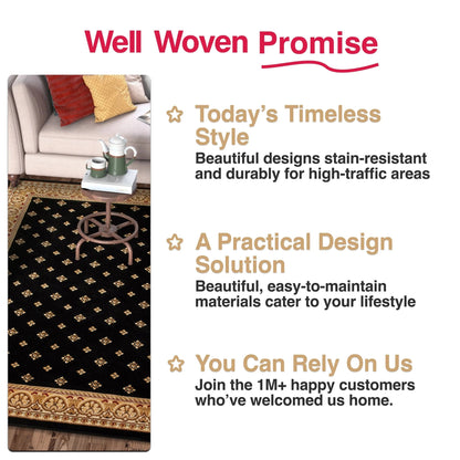 Hudson Terrace Black Traditional Rug Well Woven