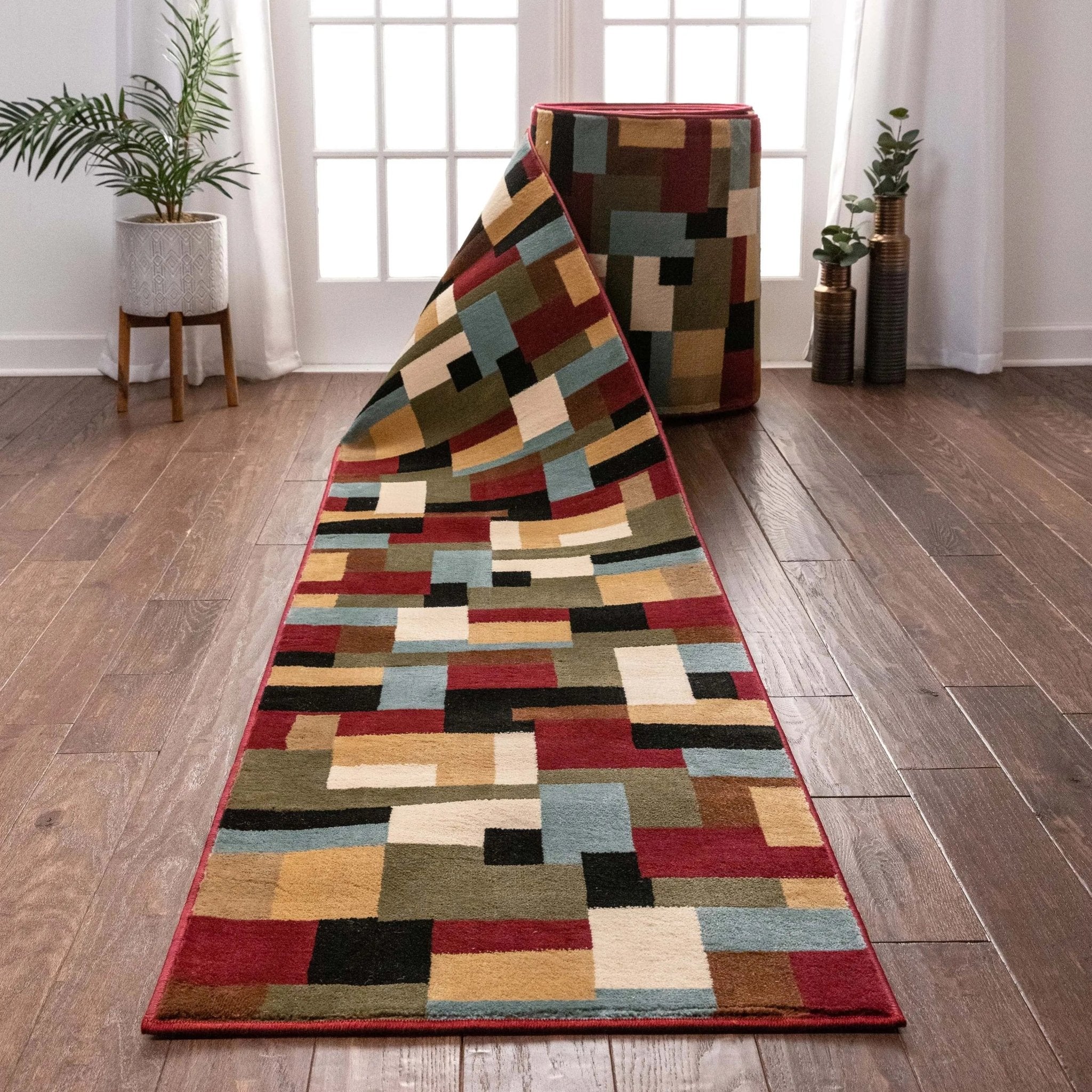 River Custom Size Runner Modern Red 27 Inch Wide x Choose Your Length Hallway Runner Rug Well Woven
